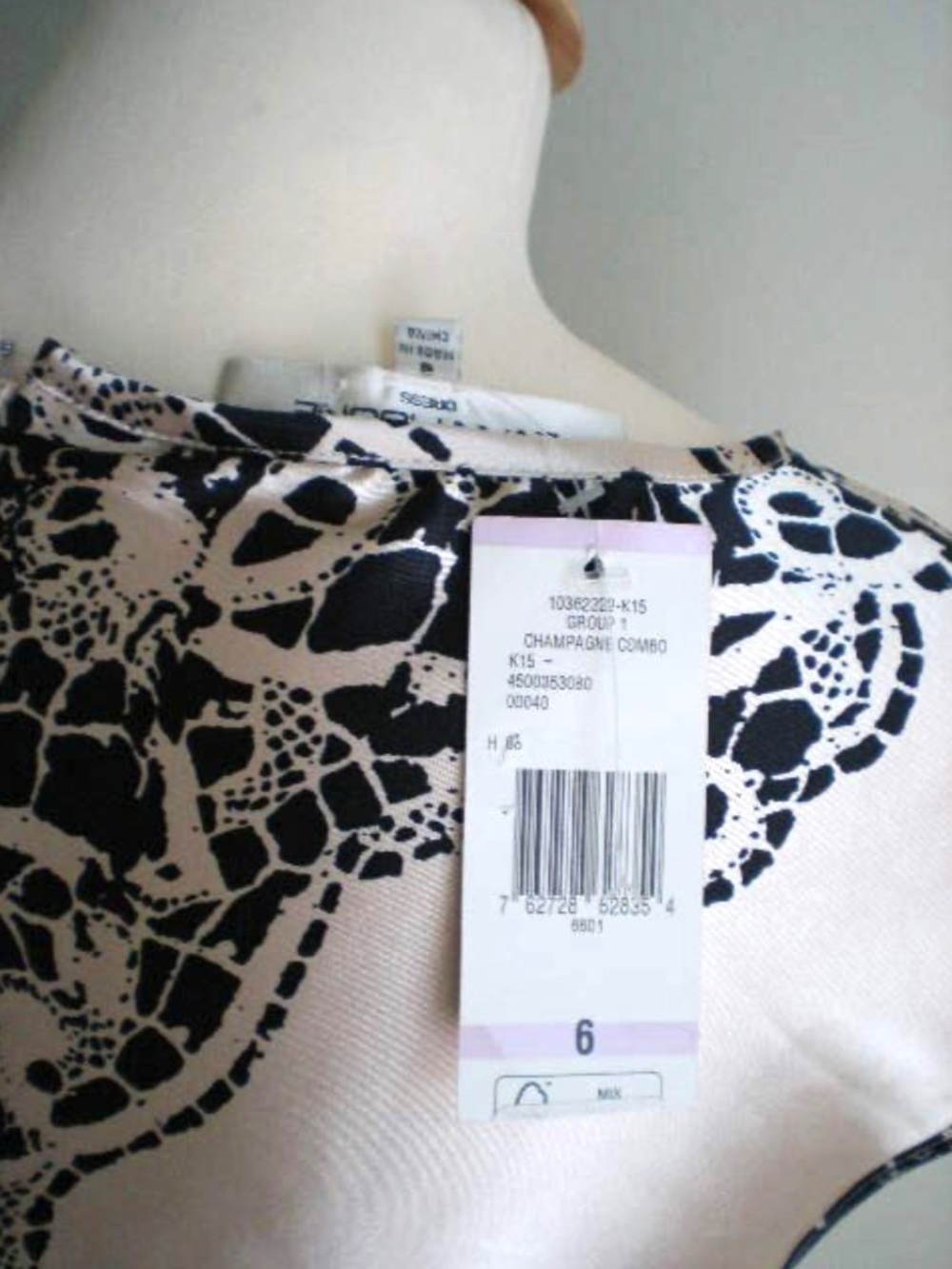 $140 EVAN PICONE champagne ivory satin black lace cocktail evening dress 6 NWT - Picture 7 of 8